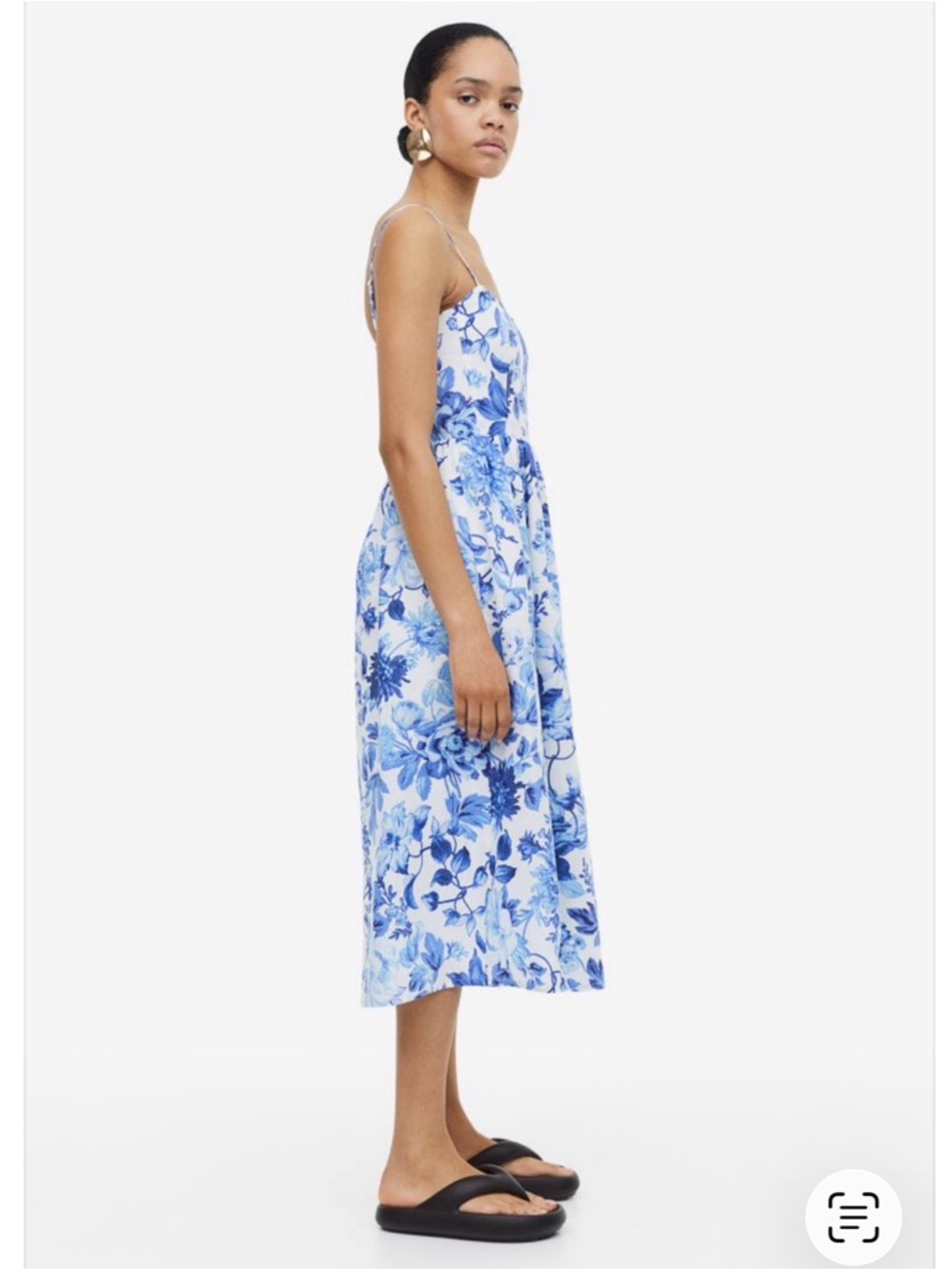 H&M Blue and White Floral Midi Dress - Picture 3 of 15